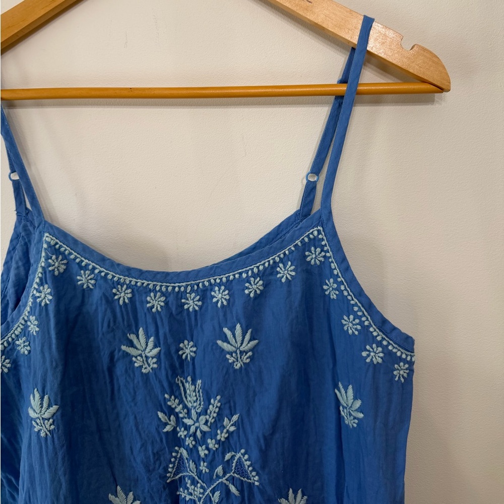 Roller Rabbit Embroidered Tank Dress Blue Sleeveless 100% Cotton Lined Womens S - Picture 3 of 9